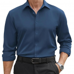 Mens Stretch Dress Shirts Long Sleeve Button Down Shirt Regular Fit Formal Business Shirts
