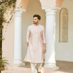 Men Full Sleeve Chanderi Silk Sequins Mandarin Collar Side Slit Kurta