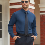 Mens Stretch Dress Shirts Long Sleeve Button Down Shirt Regular Fit Formal Business Shirts